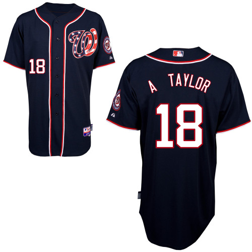 Michael A Taylor #18 mlb Jersey-Washington Nationals Women's Authentic Alternate 2 Navy Blue Cool Base Baseball Jersey